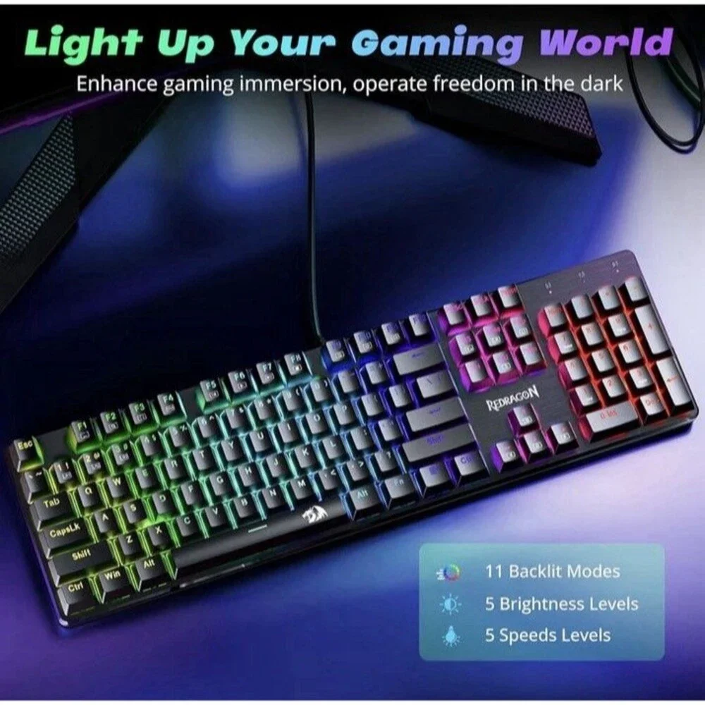 Redragon Mechanical Gaming Keyboard Wired, 11 Programmable Backlit Modes